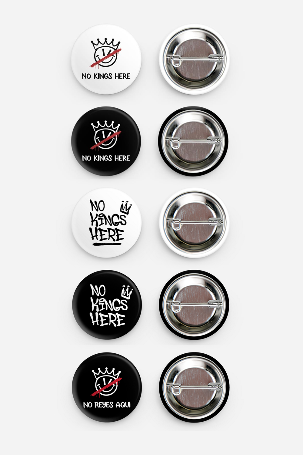 No Kings Here 1” Baby Button Set of 5